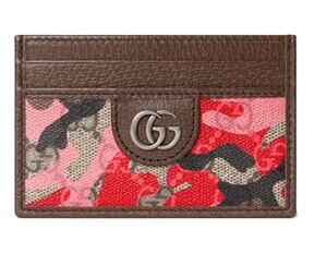 Gucci GG Icon Pink Red Camo Card Holder GG Supreme Wallet NWT Full Set
